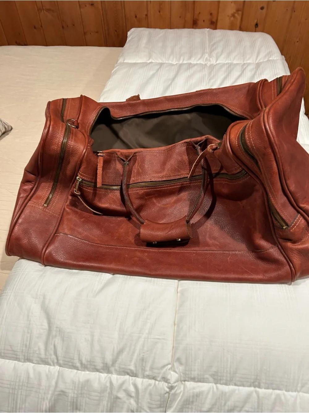 Orvis Rustic Red Leather Travel Duffel